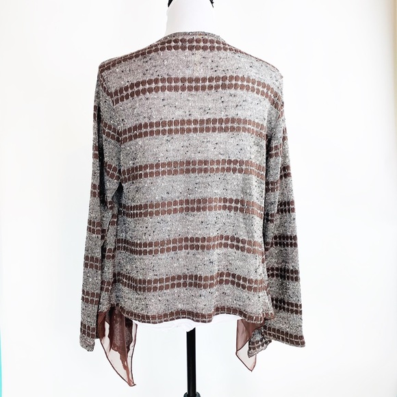 Harmony Brown Patterned Waterfall Sweater Jacket - Picture 2 of 8